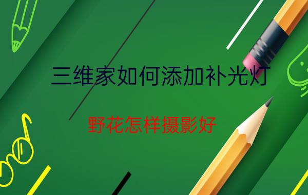 三维家如何添加补光灯 野花怎样摄影好？